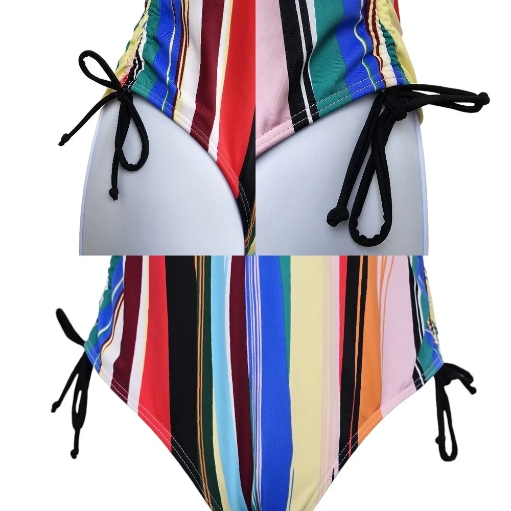 Swimsuits For All Womens Multicolor Halter Neck One Piece Swimsuit Size 4 NWT
